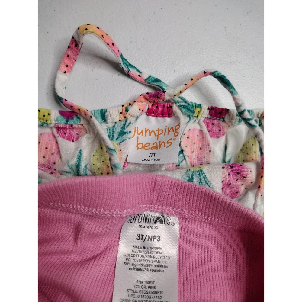 Jumping Beans Garanimals Girls 3T Pineapple Halter Top and Pink Biker Shorts Set